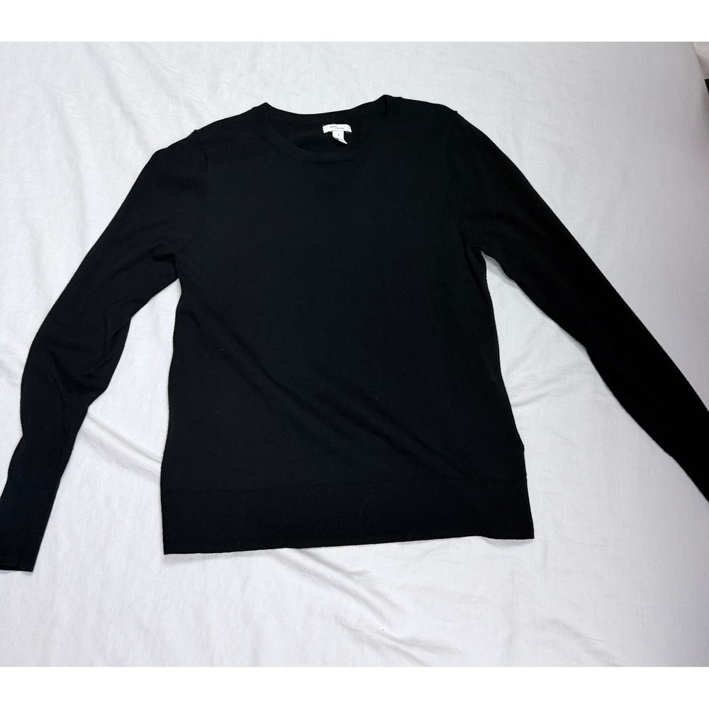 Daily Ritual Womens Black Long Sleeve Crewneck Knit Sweater Size M